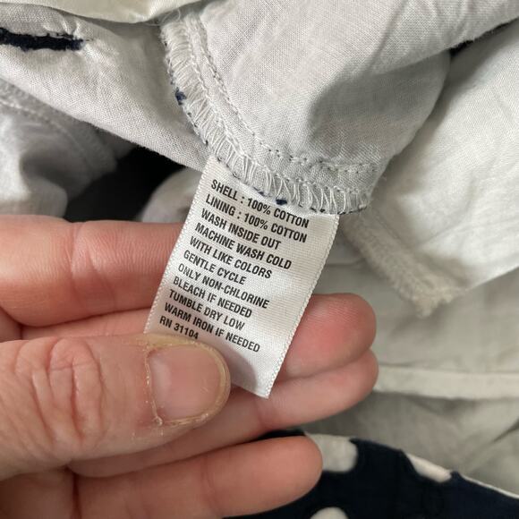 Crown & Ivy Navy Blue & White Embroidered Circles Shorts - Size 6 - 5" Inseam - Picture 5 of 7